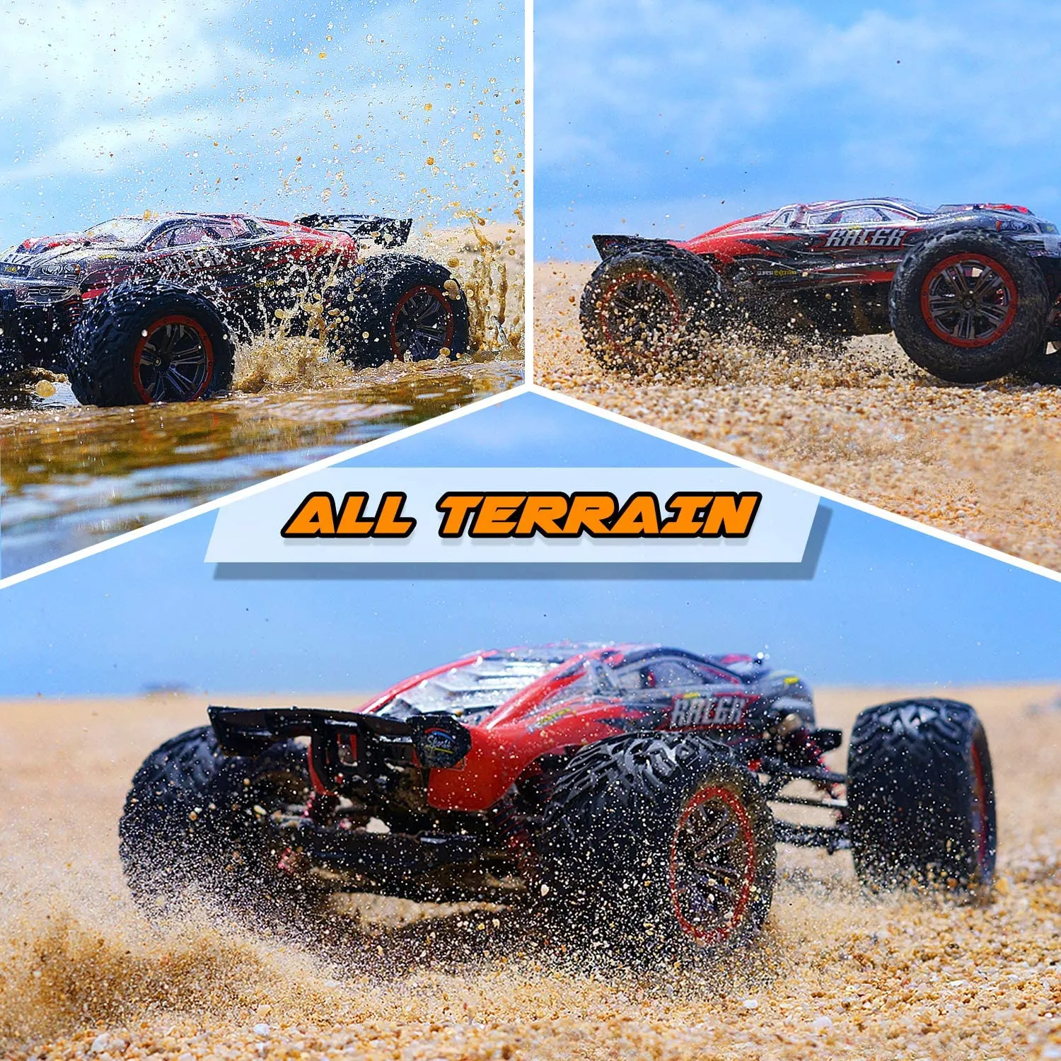 1:10 Scale RTR 4WD Off-Road 46km/h High Speed Remote Control Car-1600mAh Batteries x2