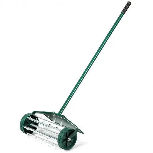 18-inch Rolling Lawn Aerator roller Push Tine Soil with Fender