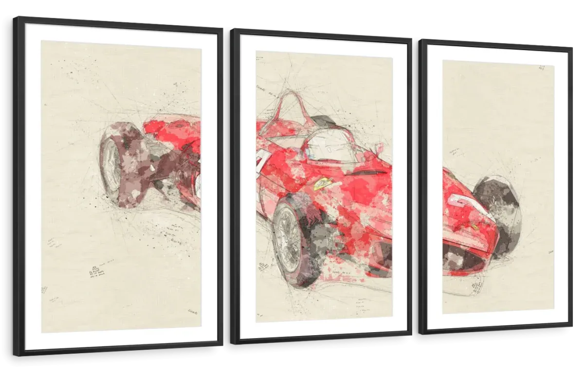 1961 Ferrari F1 Three Quarter View Drawing Wall Art