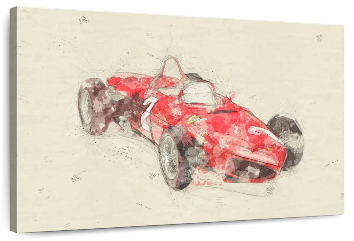 1961 Ferrari F1 Three Quarter View Drawing Wall Art