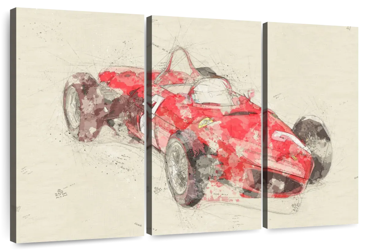 1961 Ferrari F1 Three Quarter View Drawing Wall Art