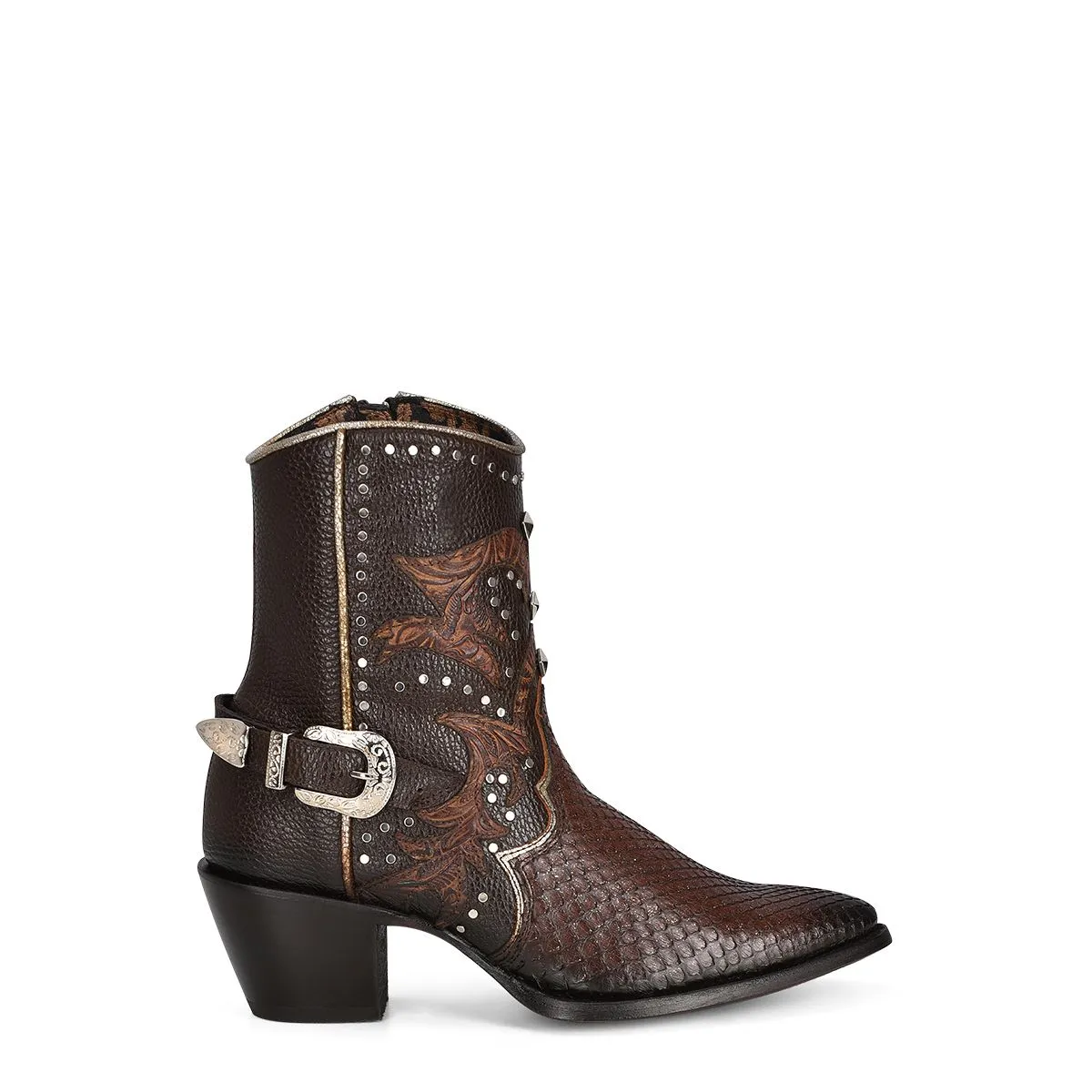 4A22PM - Cuadra brown western cowgirl python ankle boots for women