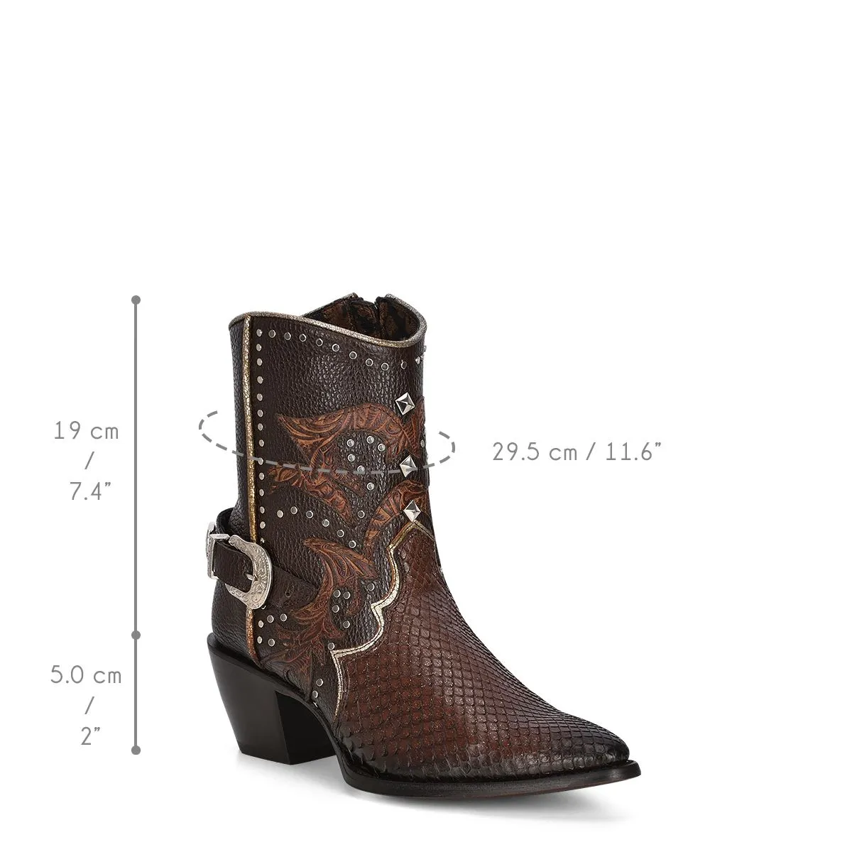 4A22PM - Cuadra brown western cowgirl python ankle boots for women