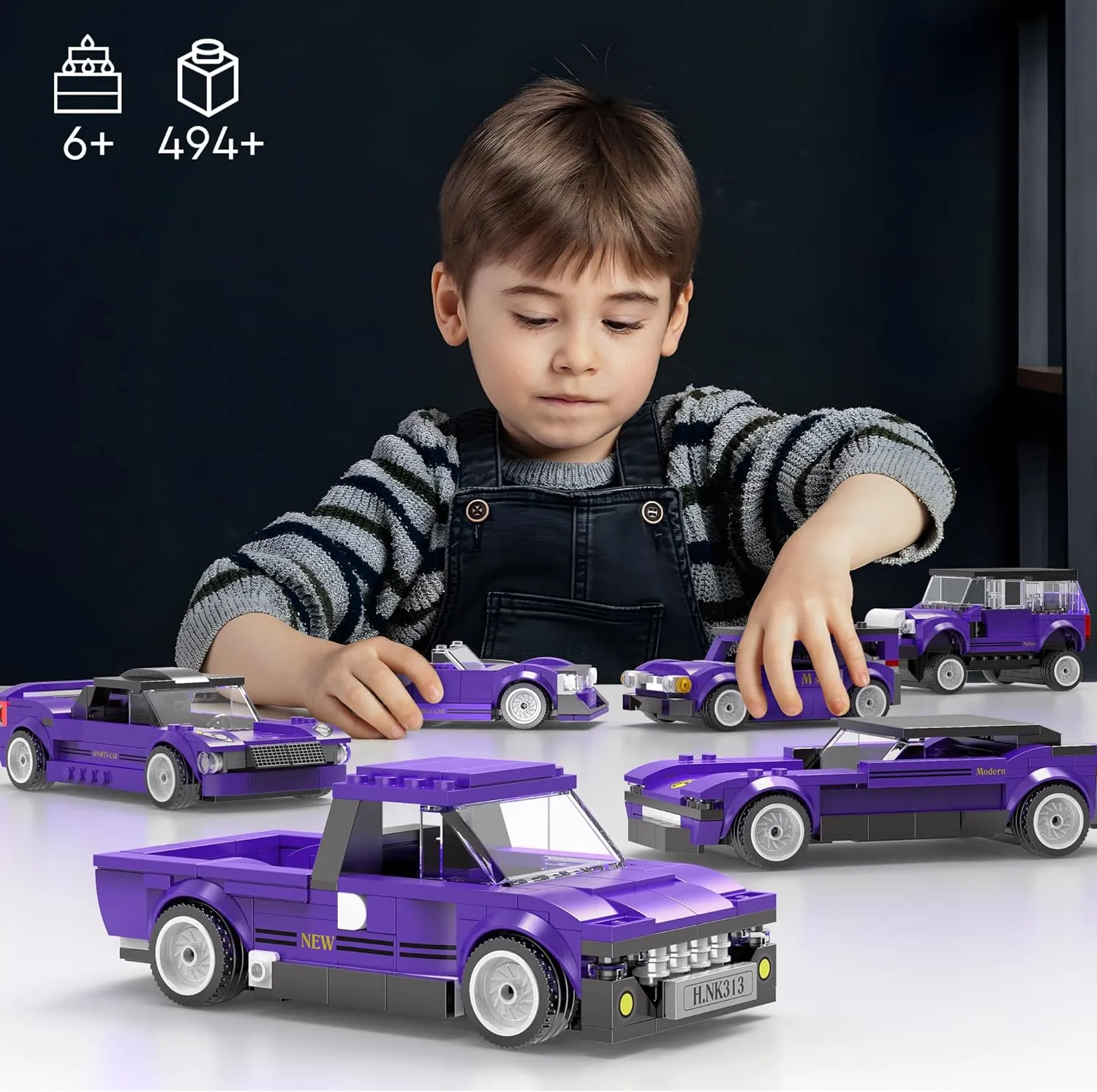 6 In1 Speed Champions Car Building Set,Race Car Toy Model Gift for Kids, Girls, and Boys Ages 7-9 (494pcs)