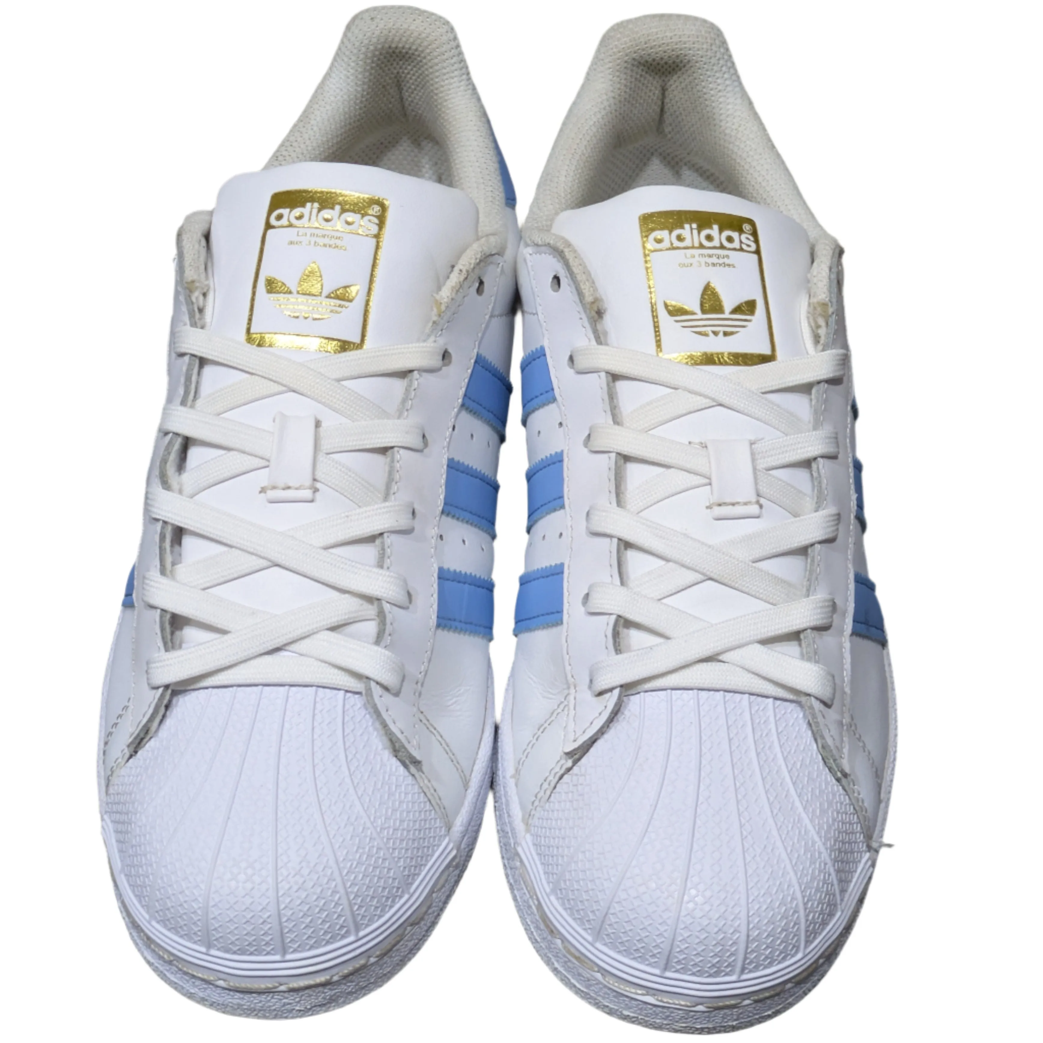 Adidas Superstar Women's Sneakers - White with Light Blue Details Size UK 6 / EU 39 1/3 / US 8