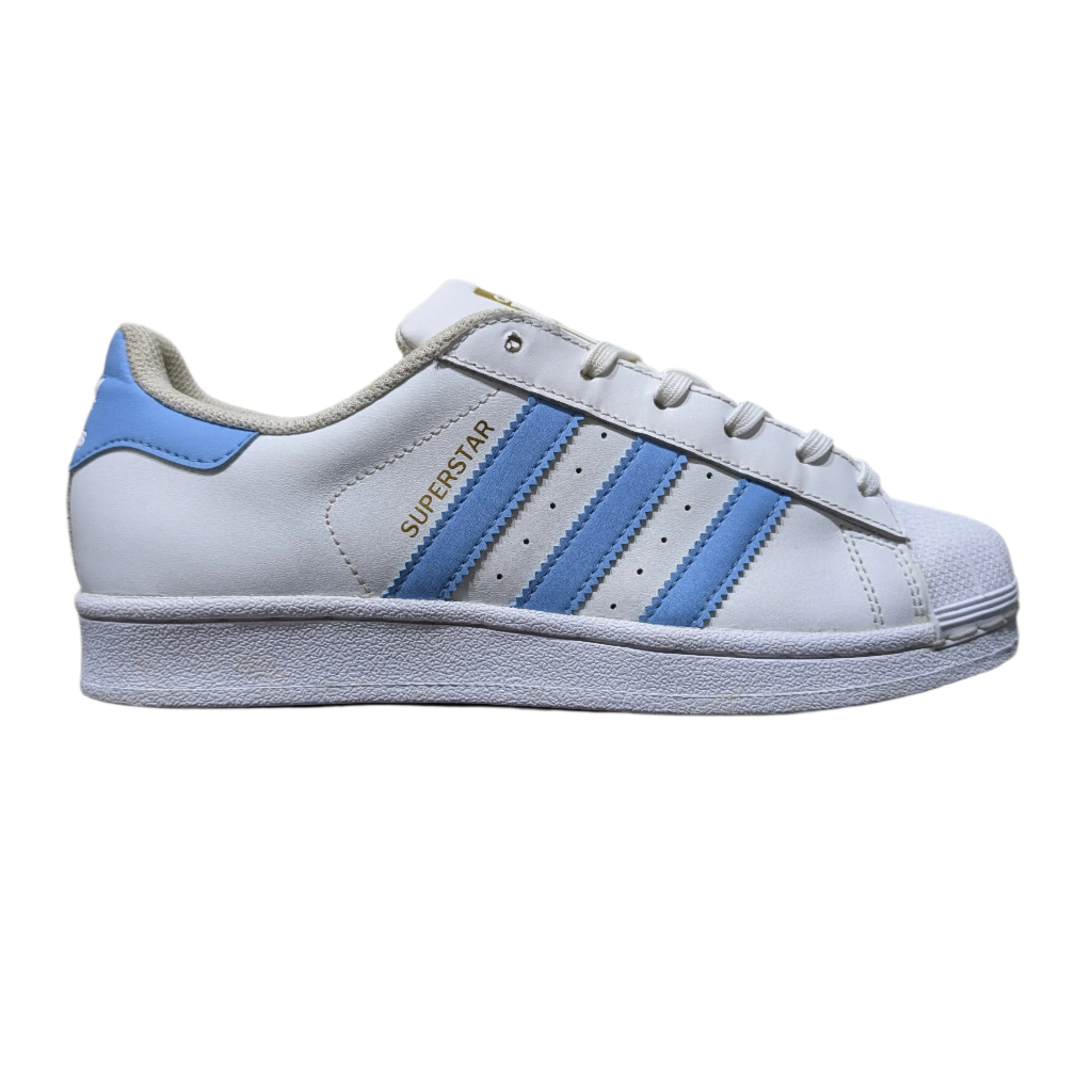 Adidas Superstar Women's Sneakers - White with Light Blue Details Size UK 6 / EU 39 1/3 / US 8