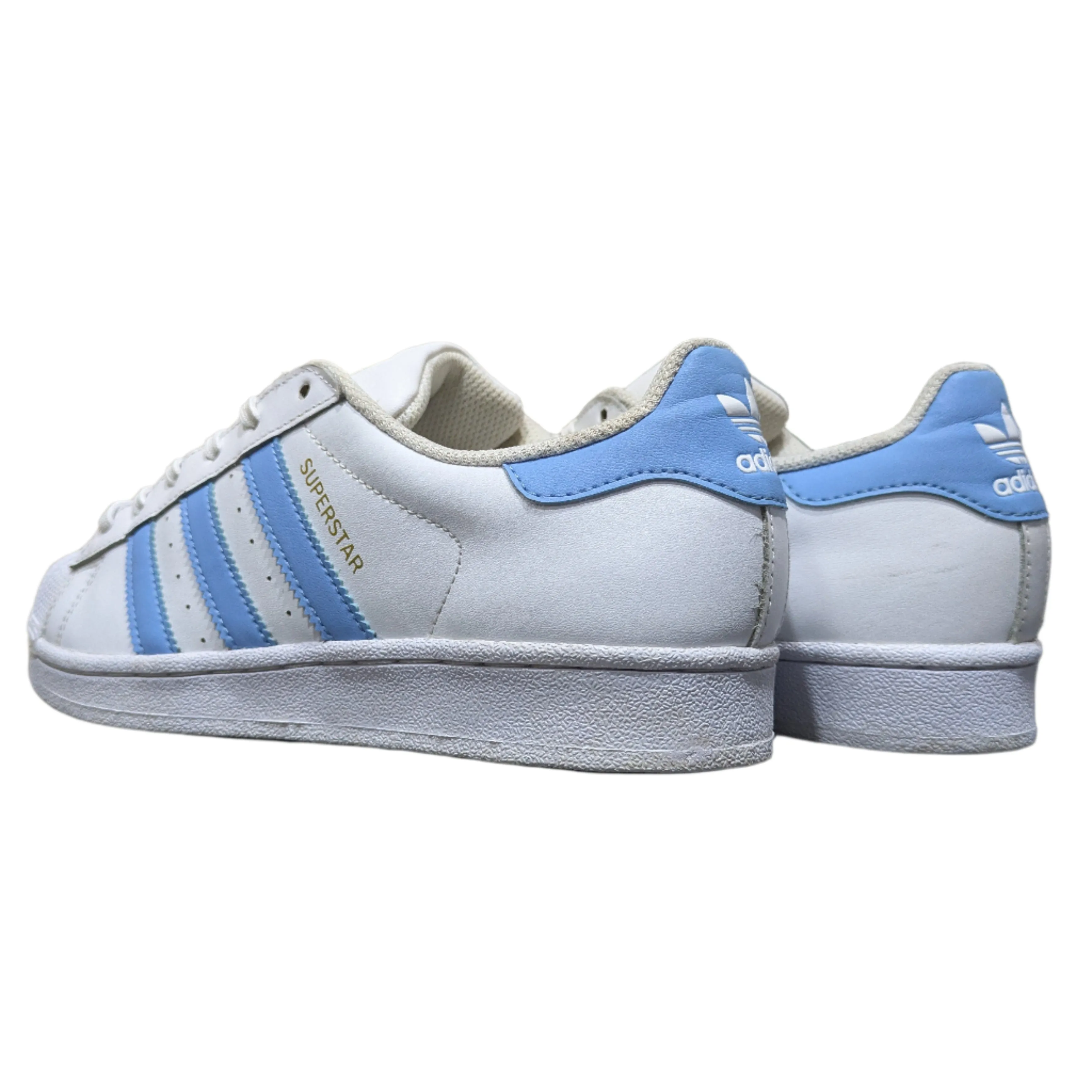 Adidas Superstar Women's Sneakers - White with Light Blue Details Size UK 6 / EU 39 1/3 / US 8