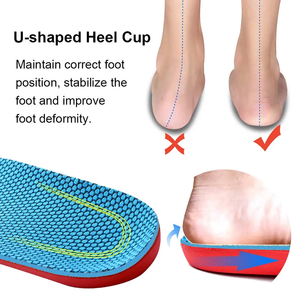 Ailaka Kids Orthotic Cushioning Arch Support Shoe Insoles, Children Pu Foam Inserts for Flat Feet, Plantar Fasciitis, Feet Heel Pain Relief 1-3 M US Little Kid