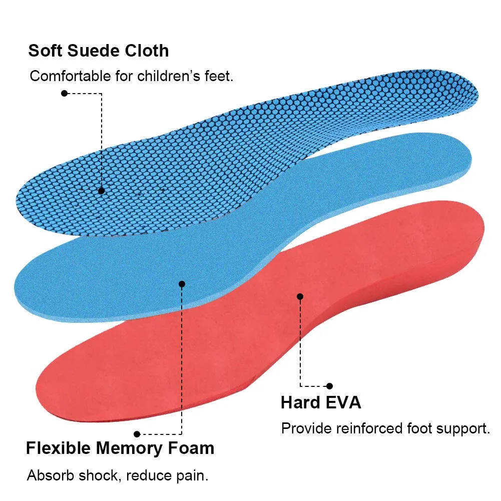 Ailaka Kids Orthotic Cushioning Arch Support Shoe Insoles, Children Pu Foam Inserts for Flat Feet, Plantar Fasciitis, Feet Heel Pain Relief 1-3 M US Little Kid