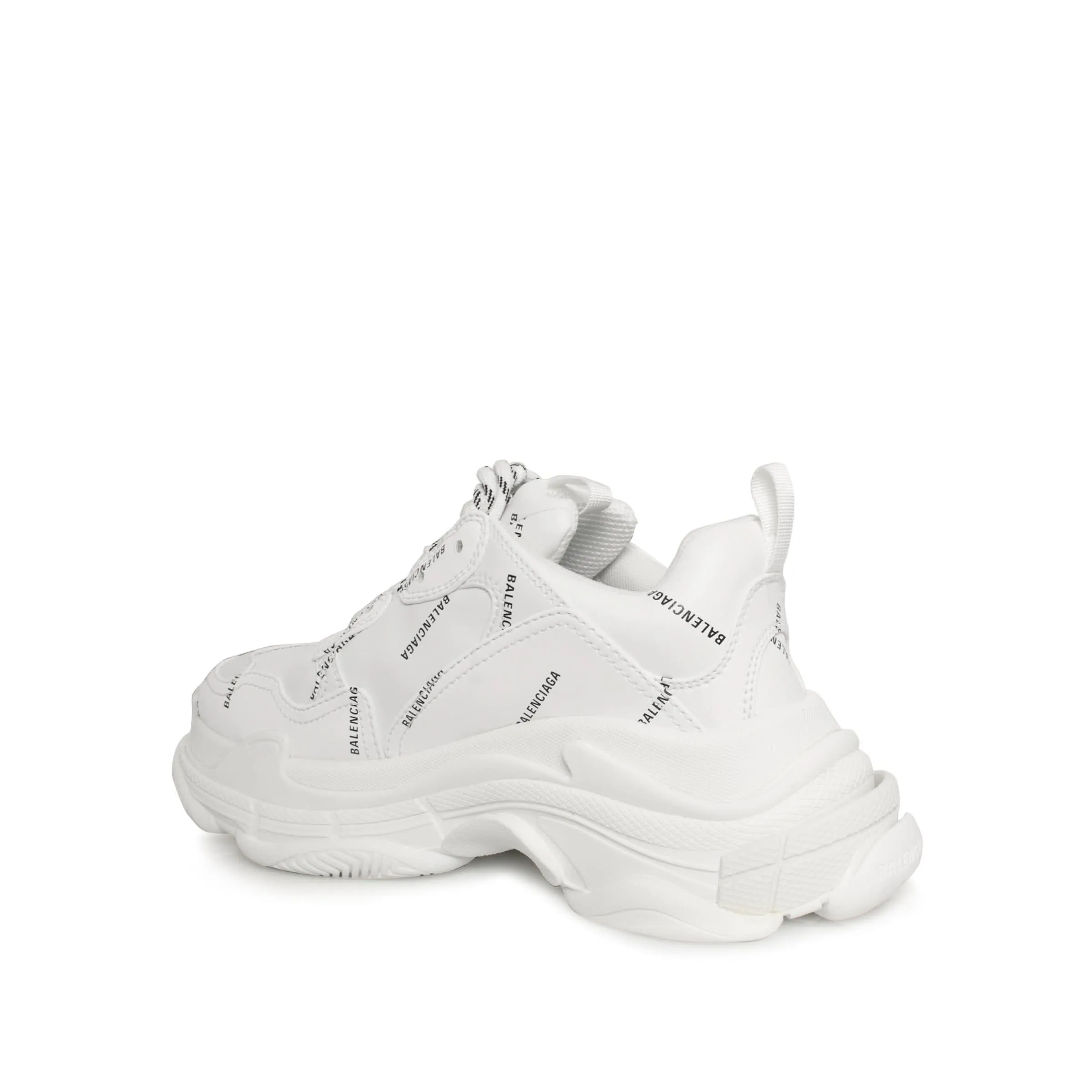 Allover Logo Triple S Sneakers in White/Black