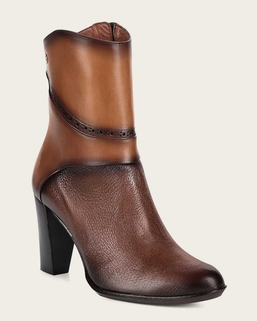 Ankle contrasting honey brown bootie