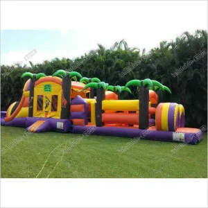 Backyard Fun Obstacle Course Bouncer Race , Outdoor Games Bouncy Assault Course