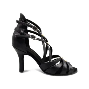 Belle - Black Open Toe Strappy Latin Salsa Dance Shoes for Women