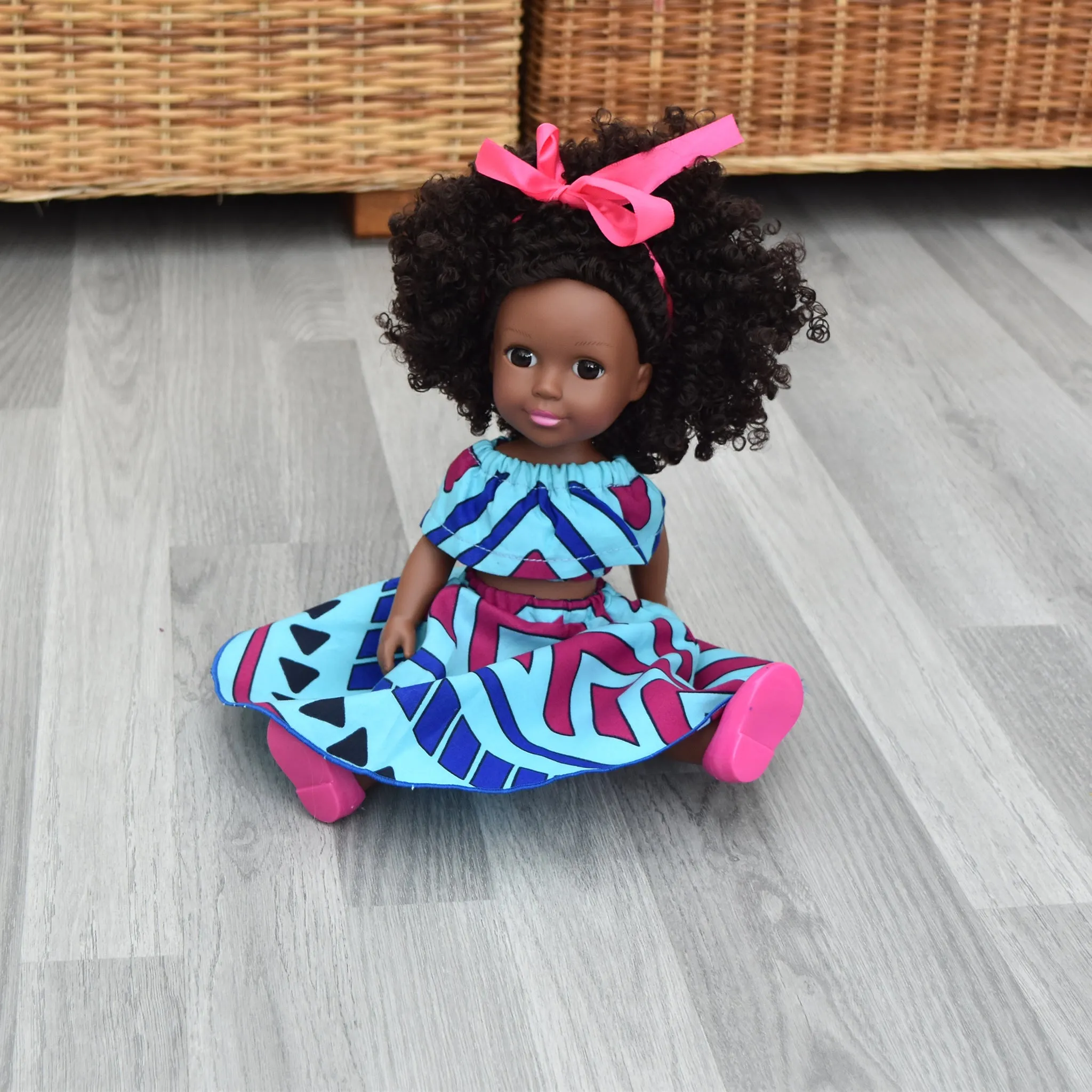 Black Doll - Afro Hair doll - Afro Doll in Ankara Doll Dress 16