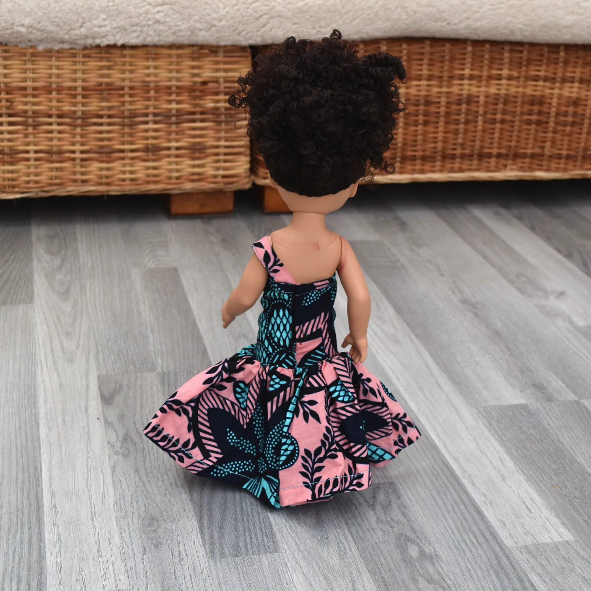 Black Doll - Afro Hair doll - Mix Race Doll - Afro Doll Ankara Doll Dress 15