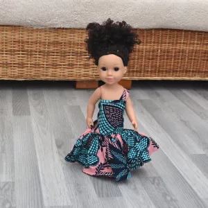 Black Doll - Afro Hair doll - Mix Race Doll - Afro Doll Ankara Doll Dress 15