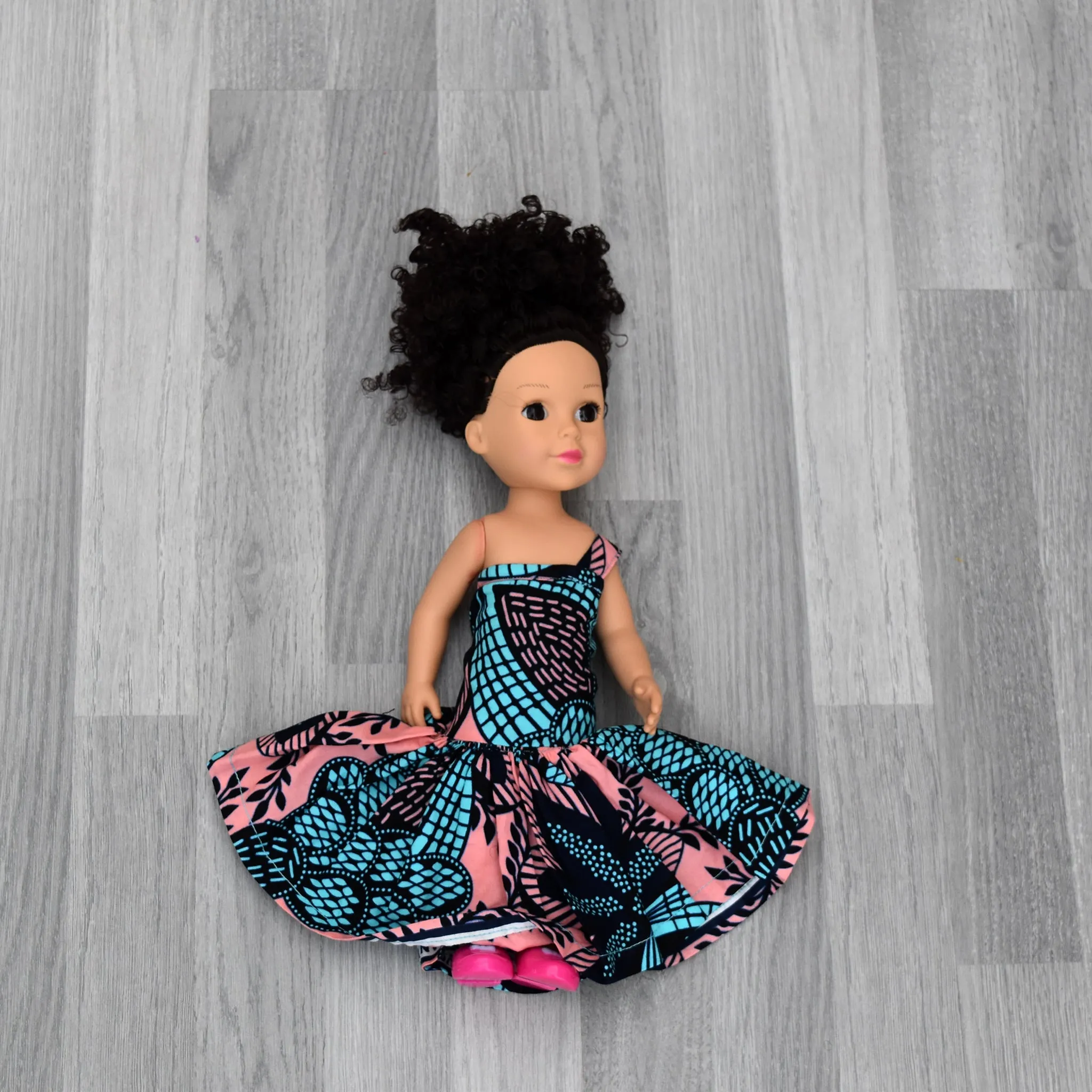 Black Doll - Afro Hair doll - Mix Race Doll - Afro Doll Ankara Doll Dress 15