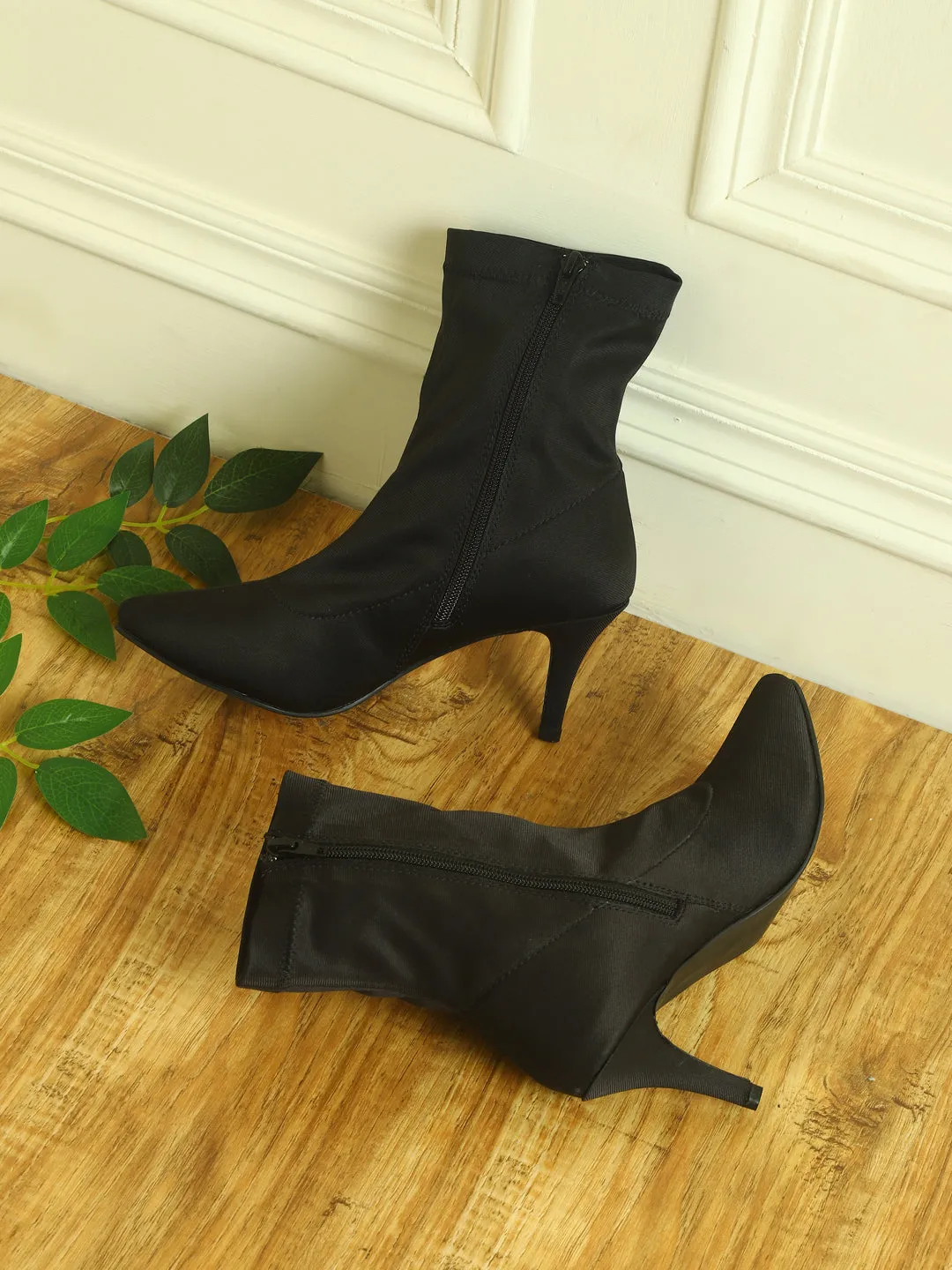 Black Lycra Stiletto Ankle Boots (TC-ST-1270-BLKLYC)