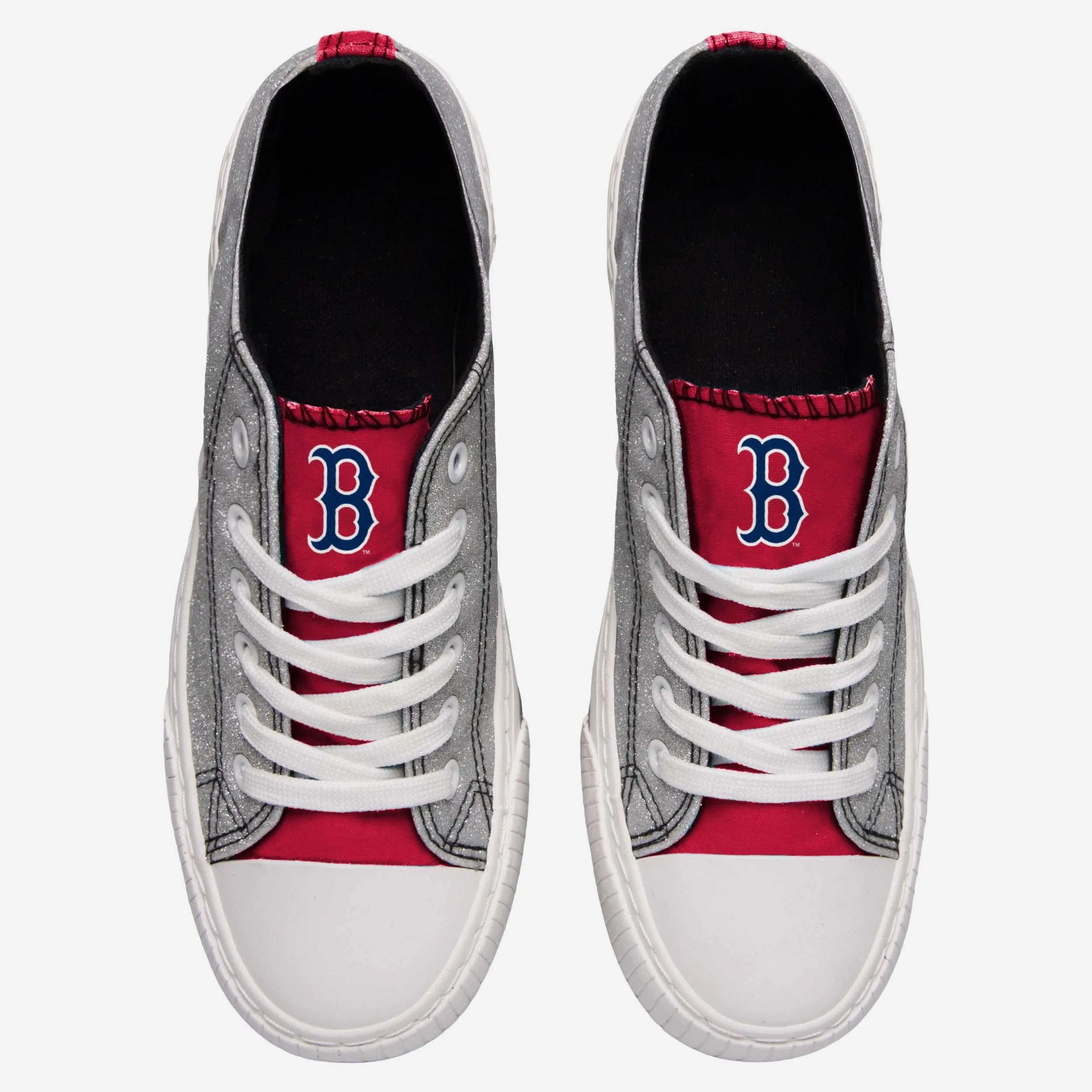 Boston Red Sox Womens Glitter Low Top Canvas Shoe