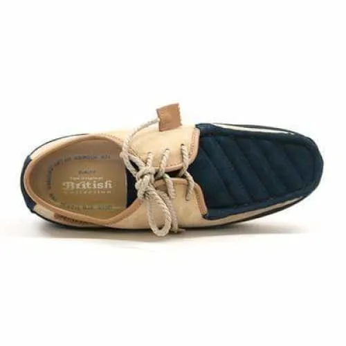 British Walkers Crown Men's Navy and Beige Suede Crepe Sole Low Top Shoes