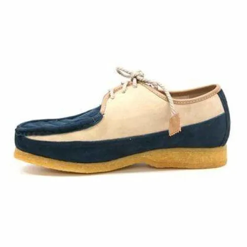 British Walkers Crown Men's Navy and Beige Suede Crepe Sole Low Top Shoes