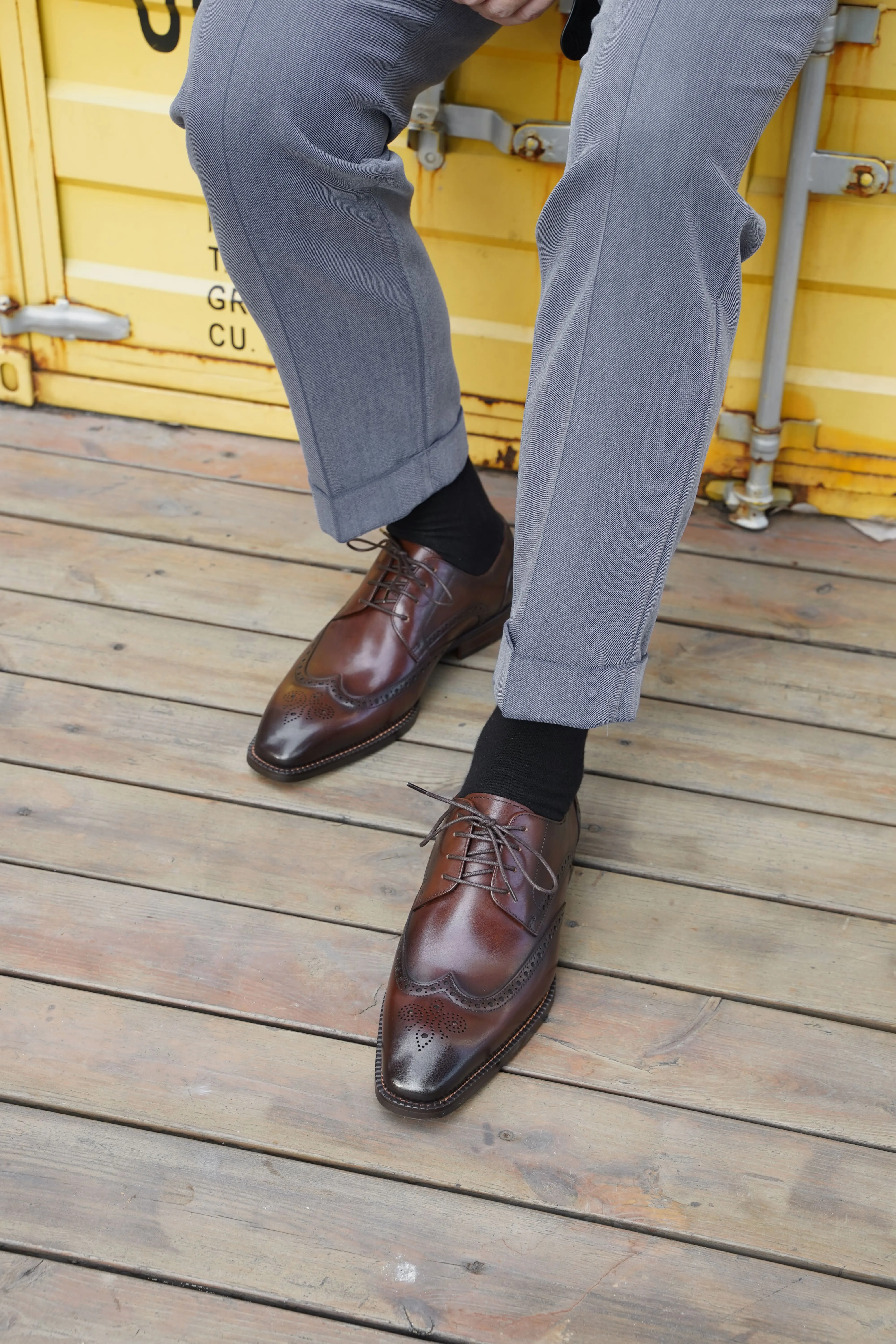 Brown Brogue Derby Shoes