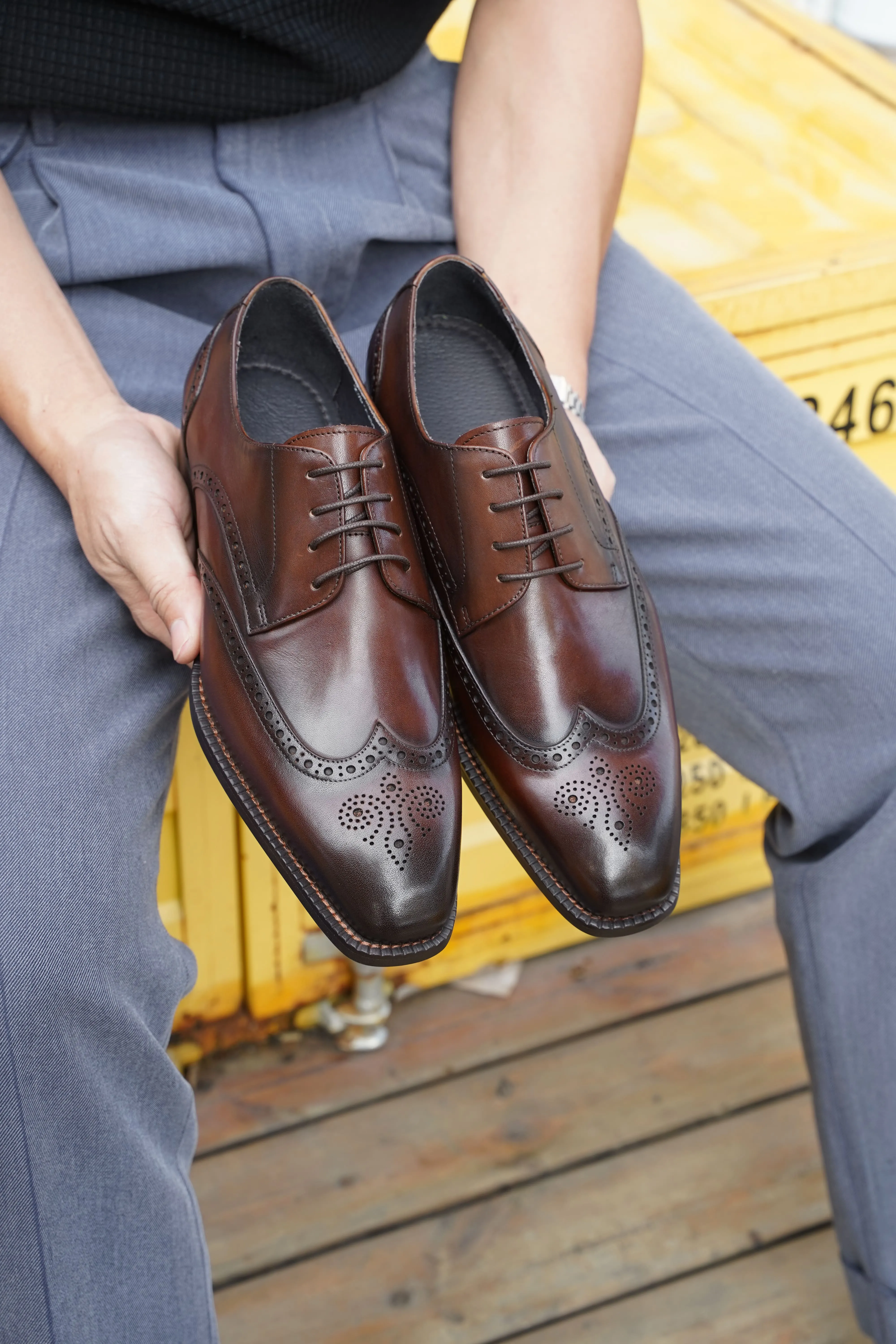 Brown Brogue Derby Shoes