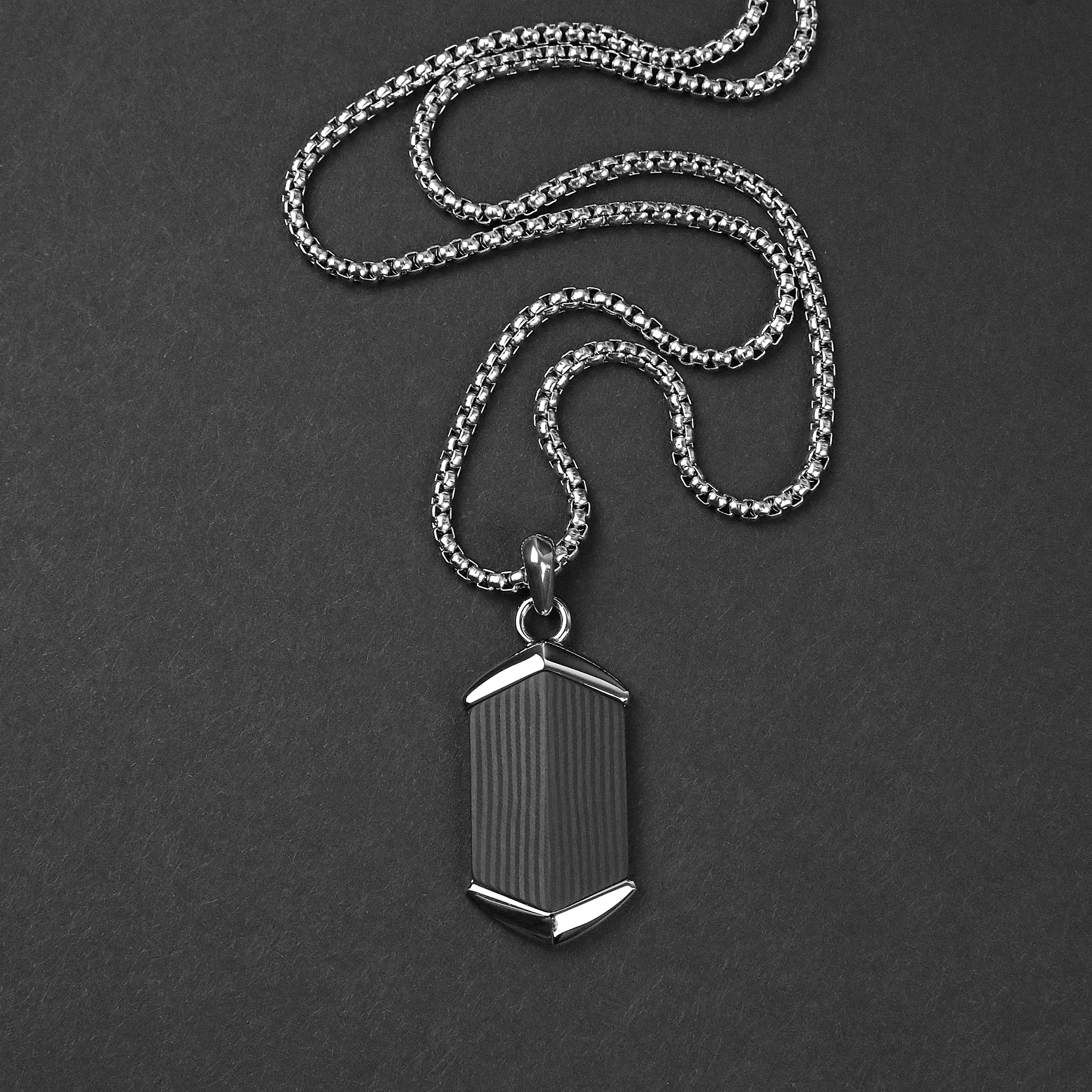 Carbon Obsidian Necklace - Silver x Black