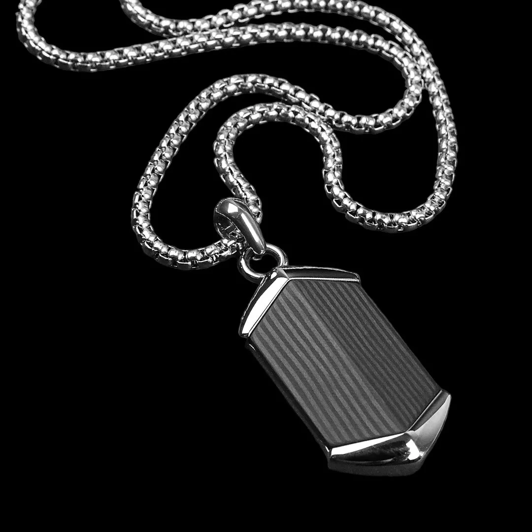 Carbon Obsidian Necklace - Silver x Black