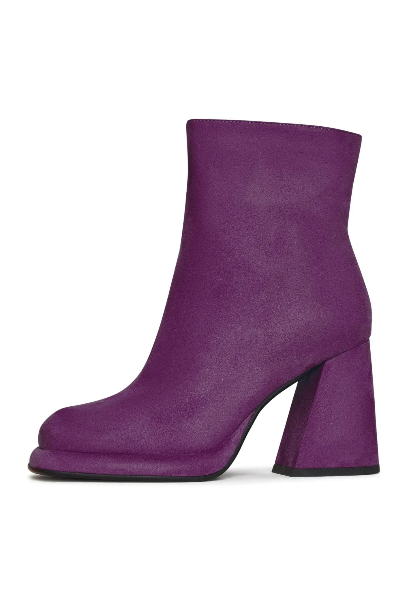 Casual Block Heel Ankle Boots - Purple