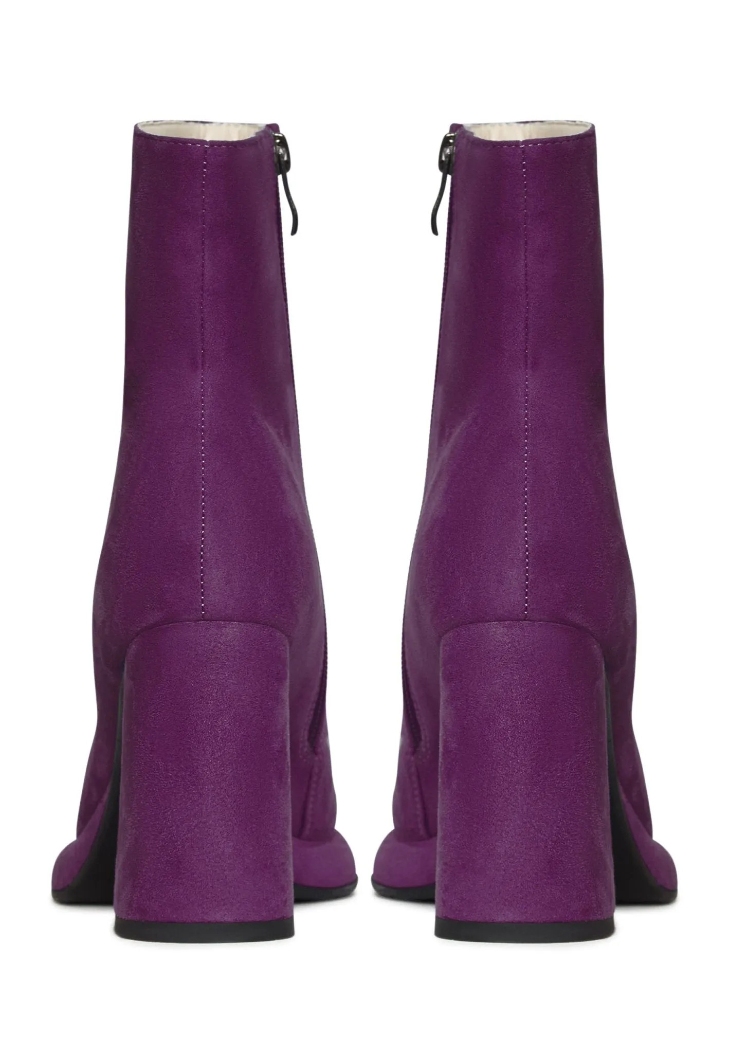 Casual Block Heel Ankle Boots - Purple