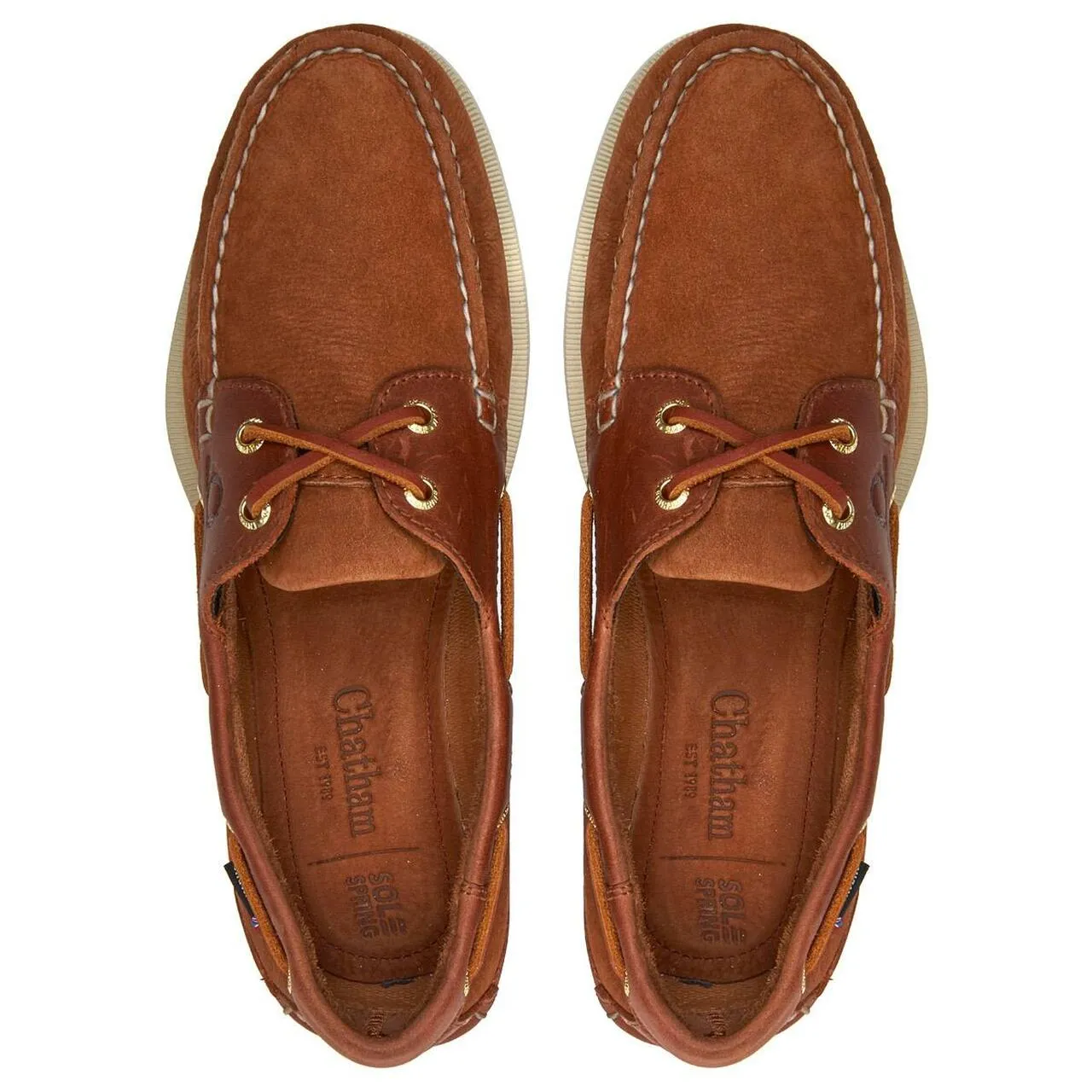 CHATHAM Mens Bermuda II G2 Leather Boat Shoes - Walnut/Seahorse