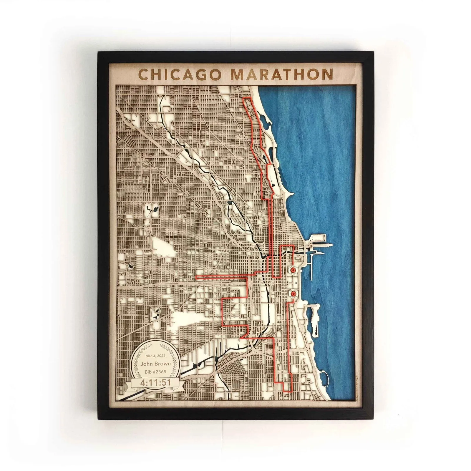 Chicago Marathon Course Map - Wall Art Gift