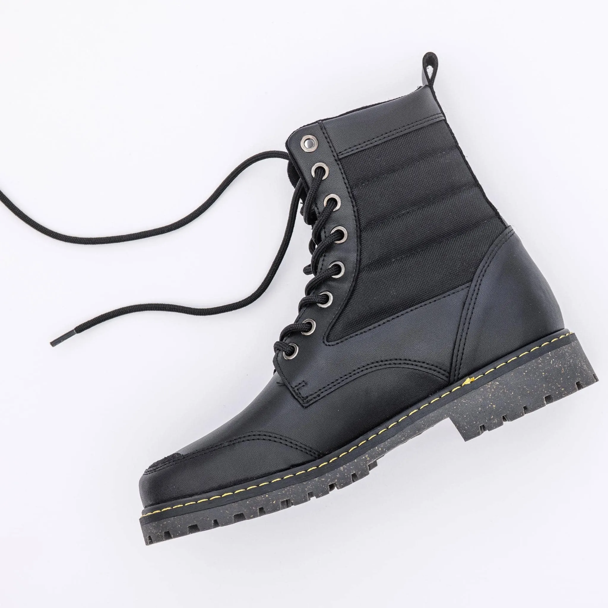 Coco Unisex Vegan Corn Leather High Top Boots | Black