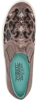 Corral Taupe Floral Embroidered Glitter Inlay Shoe