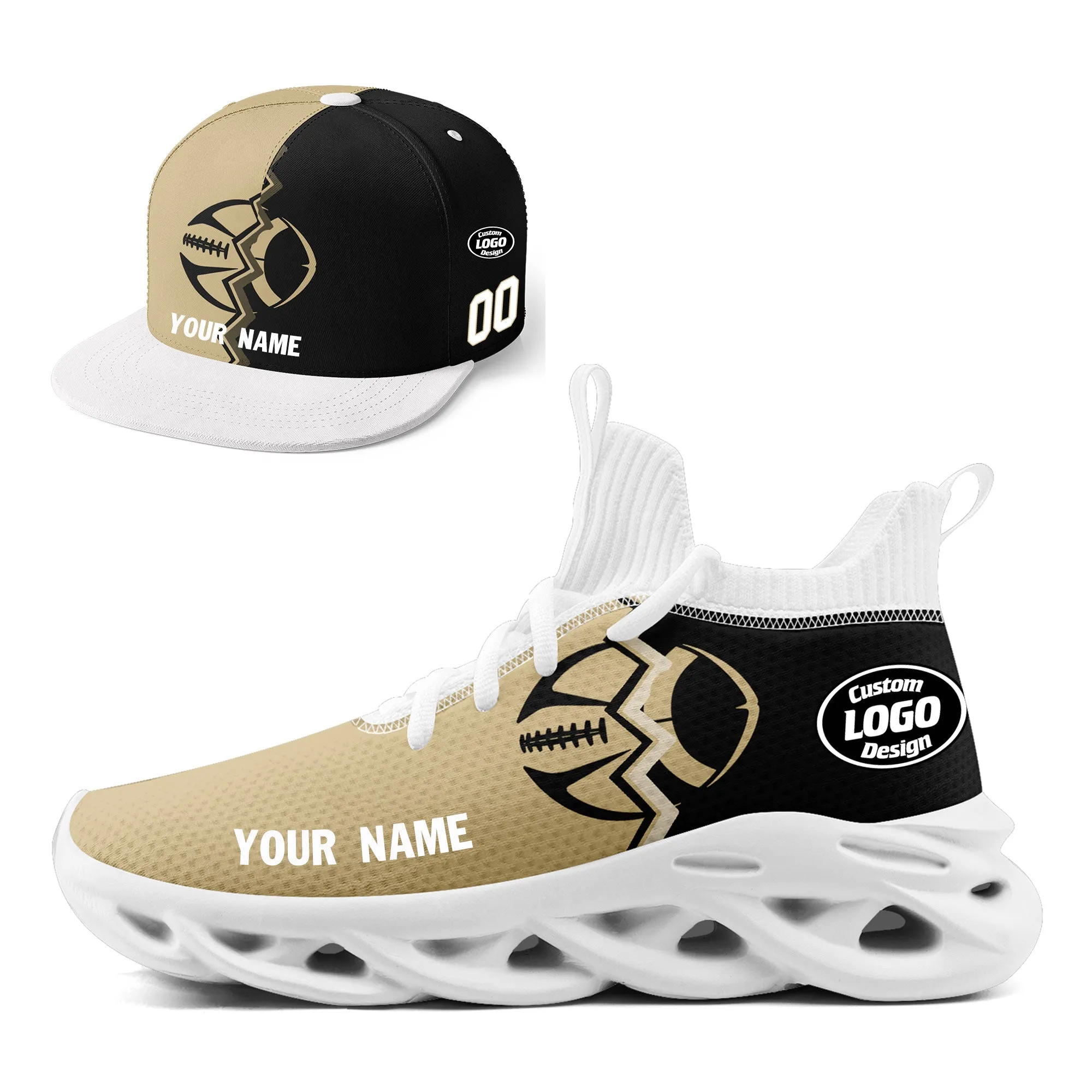 Custom Black Yellow Louisiana MaxSoul Shoes and Hat Combo Offer Personalized Combo ZH-D028017-10