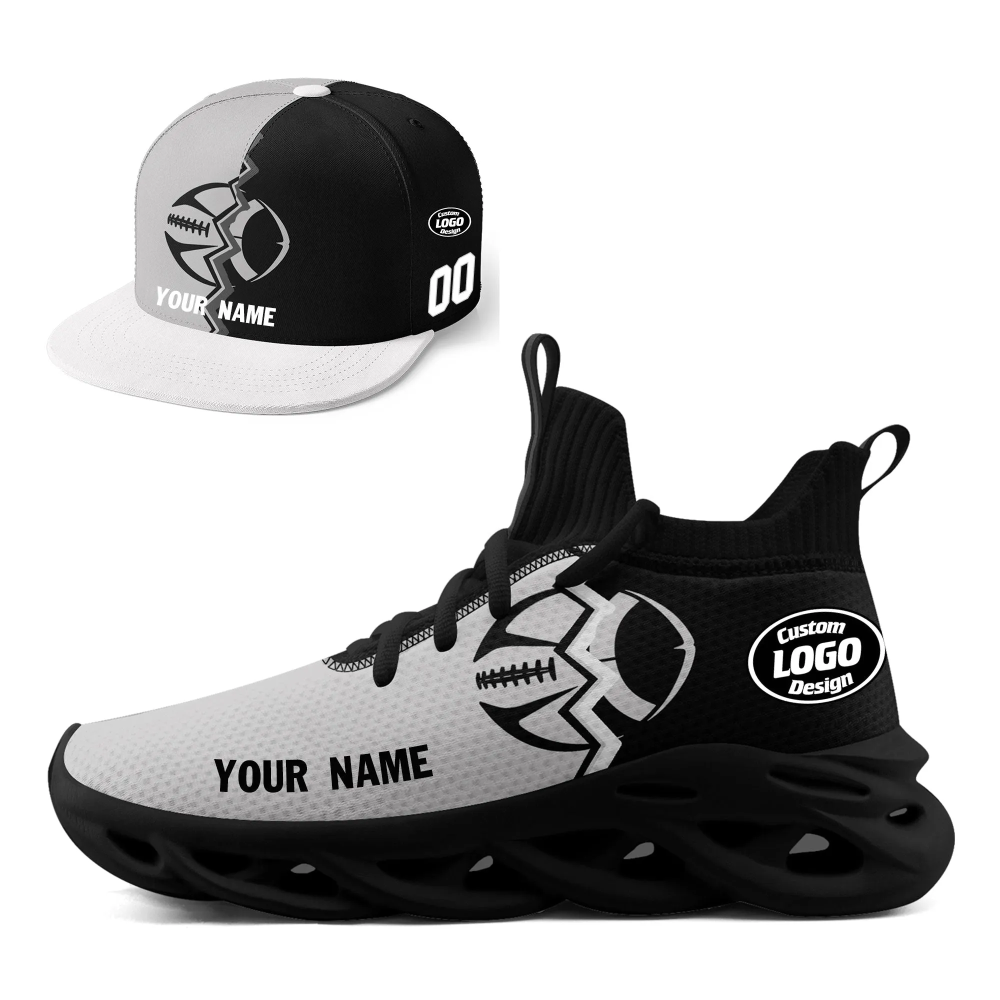 Custom Grey Black Las Vegas MaxSoul Shoes and Hat Combo Offer Personalized Combo ZH-D028017-26