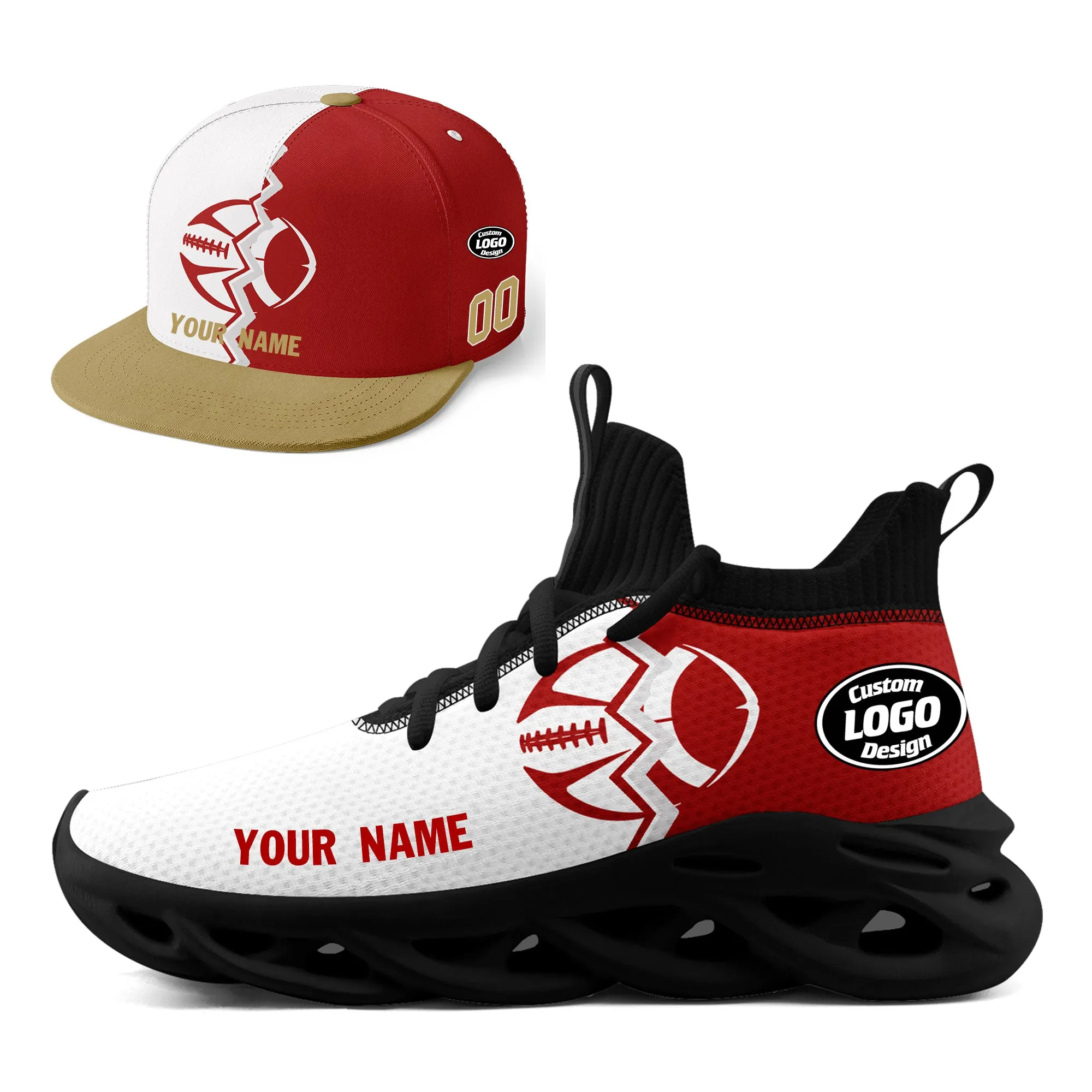 Custom White Red California MaxSoul Shoes and Hat Combo Offer Personalized Combo ZH-D028017-13