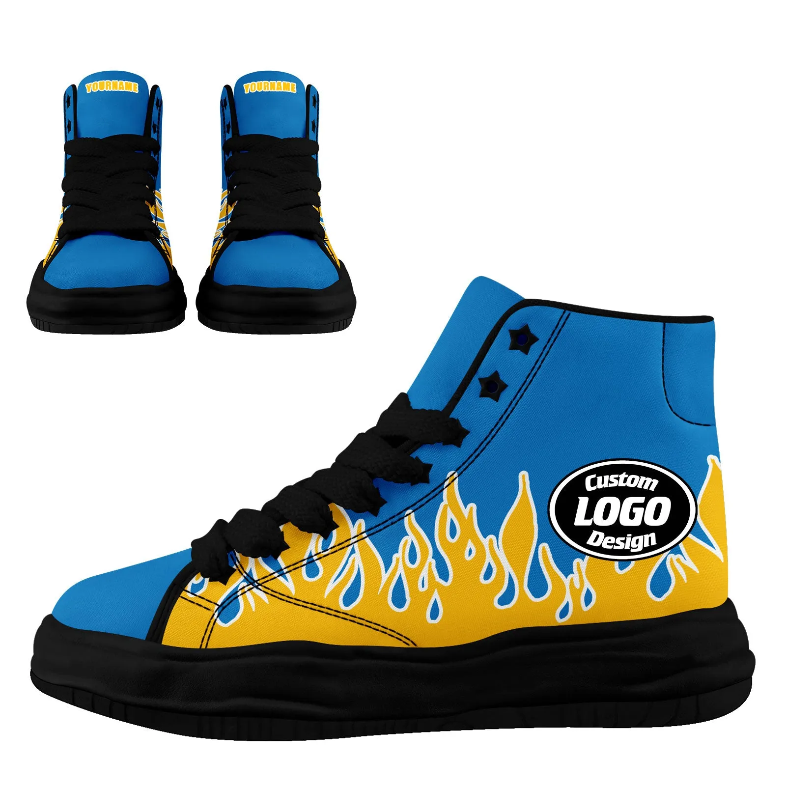 Custom Yellow Blue Los Angeles Firesoul Shoes Personalized Sneaker FN039-D020272-22