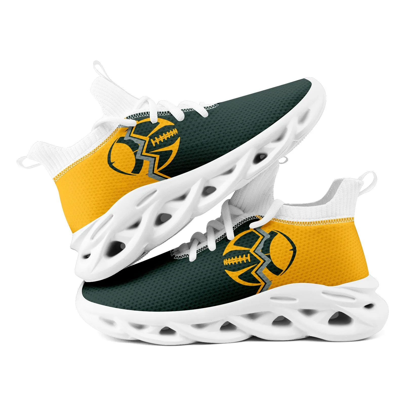 Custom Yellow Green Wisconsin MaxSoul Shoes and Hat Combo Offer Personalized Combo ZH-D028017-7