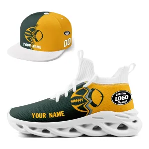 Custom Yellow Green Wisconsin MaxSoul Shoes and Hat Combo Offer Personalized Combo ZH-D028017-7