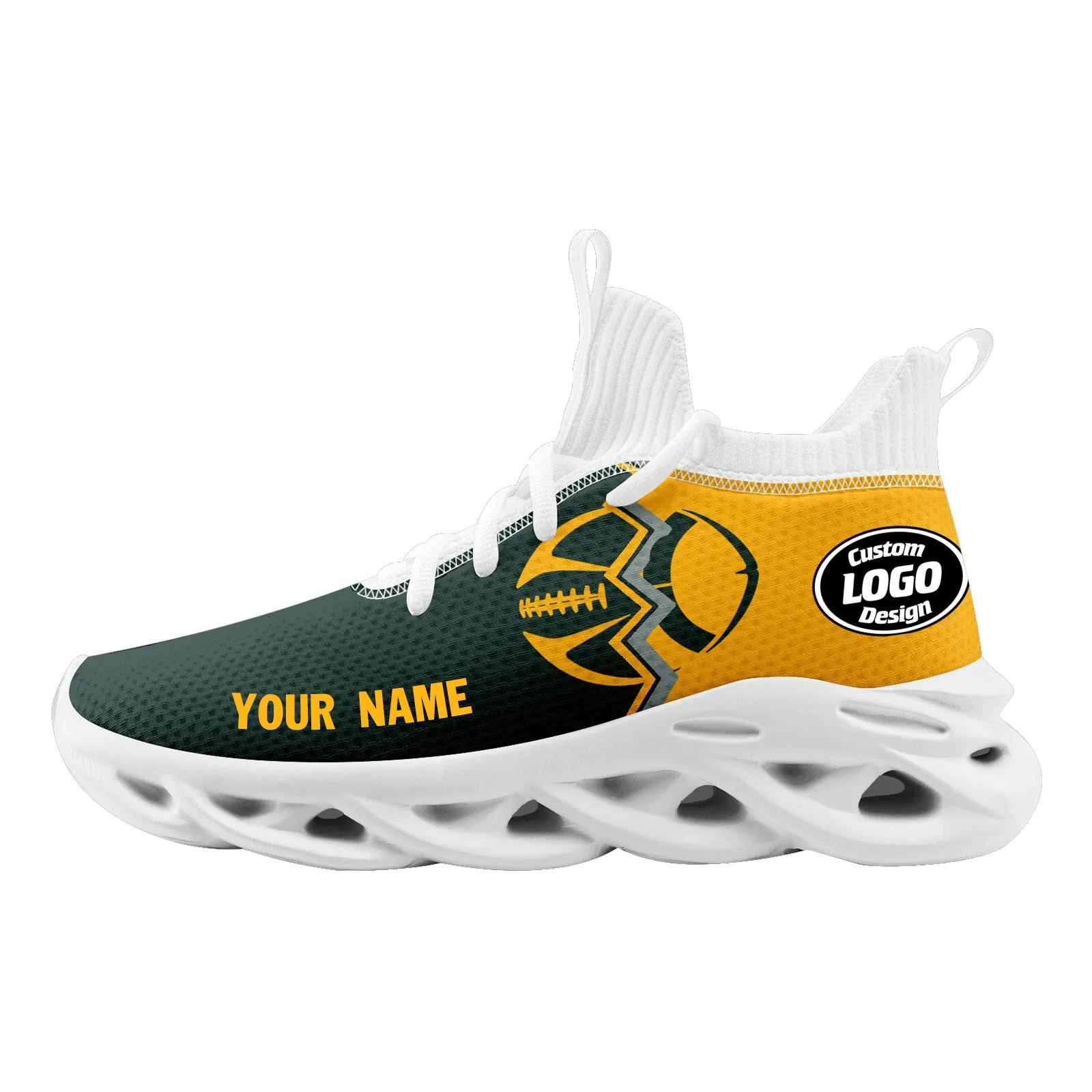 Custom Yellow Green Wisconsin MaxSoul Shoes and Hat Combo Offer Personalized Combo ZH-D028017-7