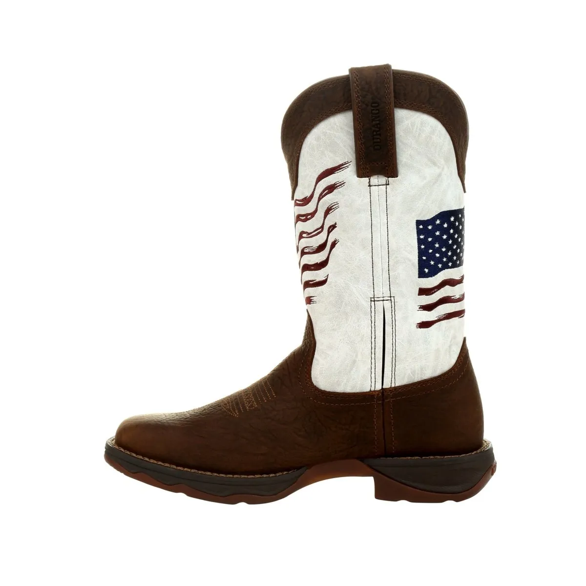 Durango Lady Rebel Women's Distressed Flag Embroidery Western Boots Drd0394 In Bay Brown And White