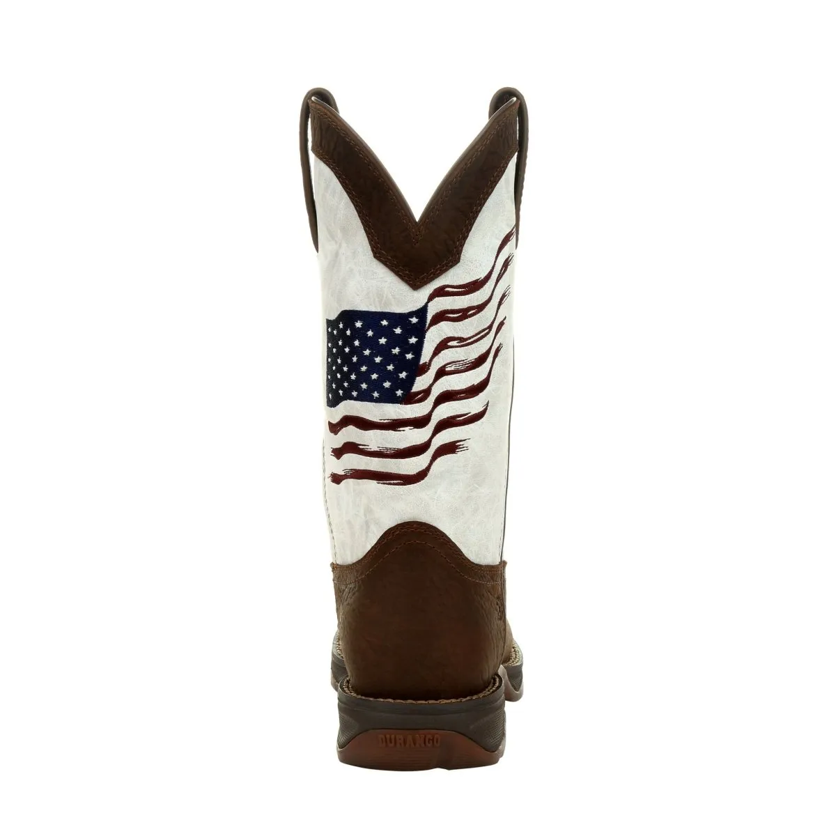 Durango Lady Rebel Women's Distressed Flag Embroidery Western Boots Drd0394 In Bay Brown And White