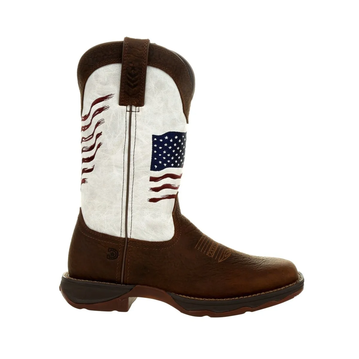 Durango Lady Rebel Women's Distressed Flag Embroidery Western Boots Drd0394 In Bay Brown And White