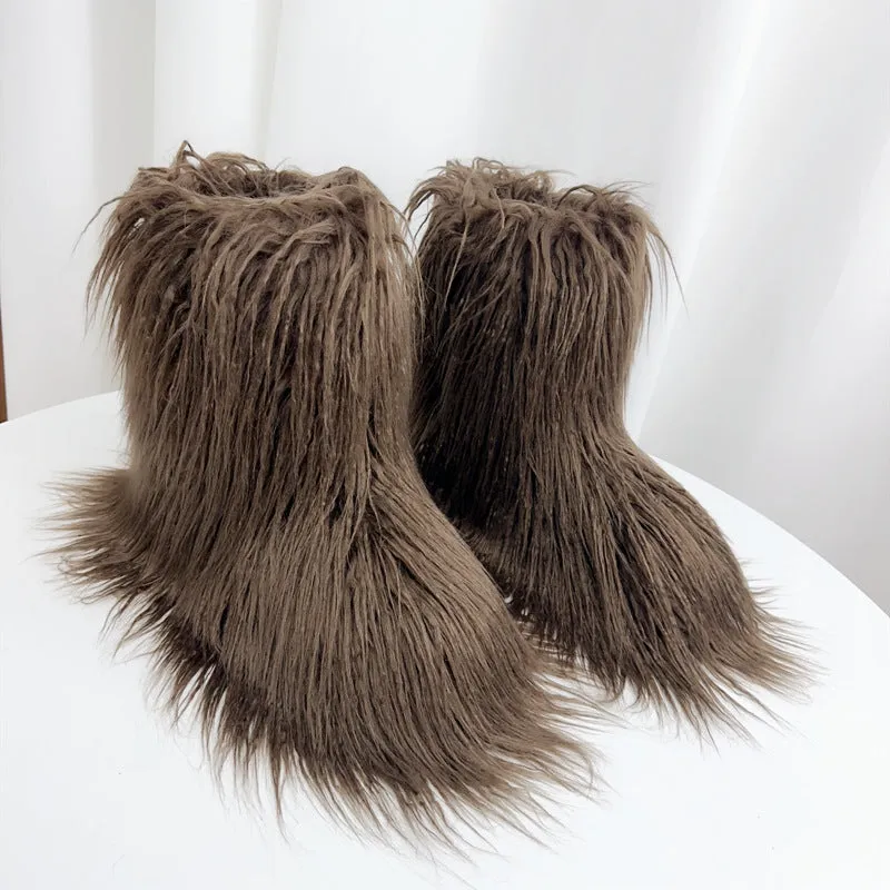 Fashion plush mid length boots  HPSD292