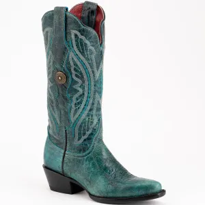 Ferrini Women's Twilight Snip Toe Boots Handcrafted - Teal  8106143