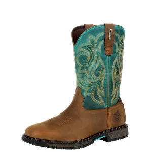 Georgia | Women's Carbo-Tec LT Waterproof Pull-On Boot | Brown / Teal