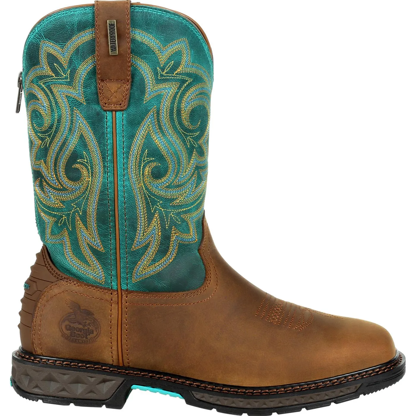 Georgia | Women's Carbo-Tec LT Waterproof Pull-On Boot | Brown / Teal