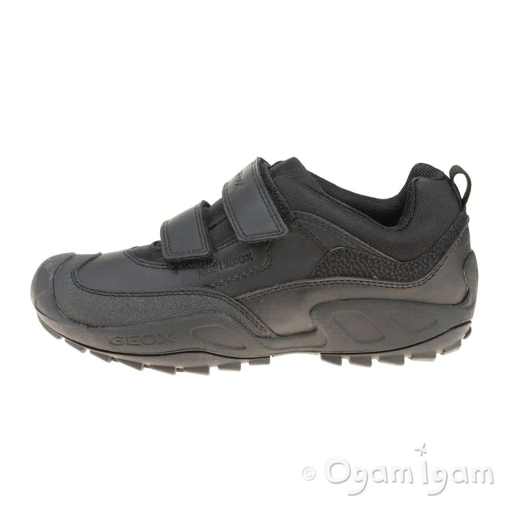 Geox Savage Boys Black Waterproof School Shoe